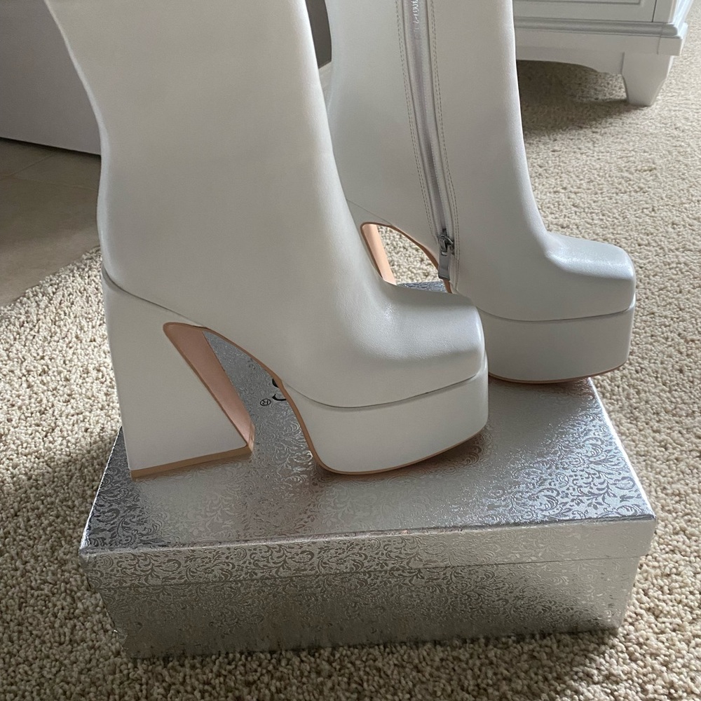 White platform boots worn once